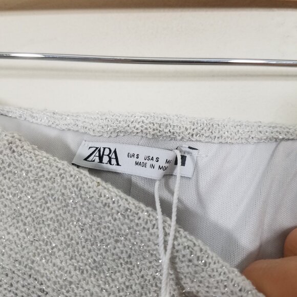 NWT Zara Metallic Thread Full Skirt Pull-On Skirt Size S - Picture 7 of 10